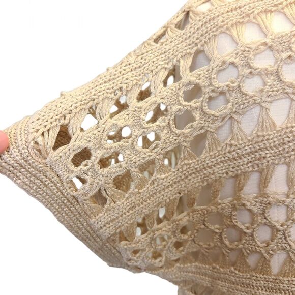 Forever 21 Beige Crochet Knit Pullover Top S - Picture 13 of 15